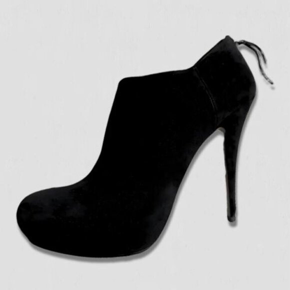 Miu Miu Black Suede Stiletto Heel Ankle Boots Zip 36.5 - Picture 4 of 16
